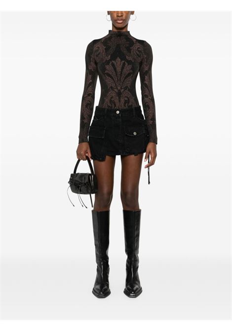 Black and bronze floral-jacquard metallic bodysuit Wolford x etro - women WOLFORD X ETRO | 771148098